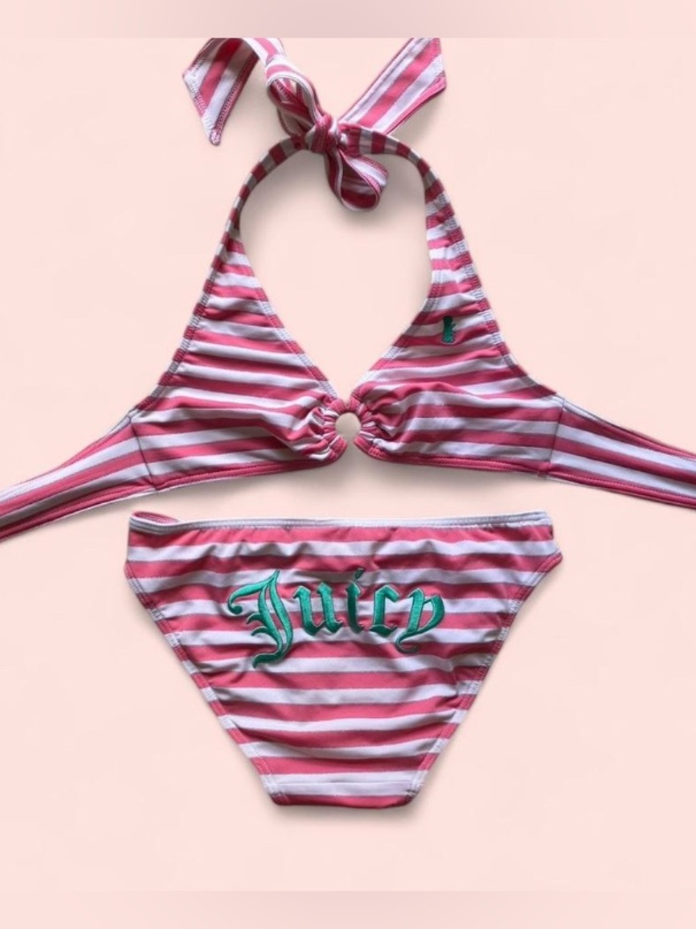 Juicy Couture Pink & White Striped Two-Piece Bikini